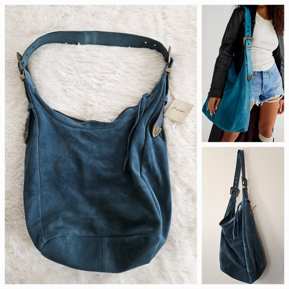 ⚠️ Please Read ⚠️ Free People Westbound Suede Tote Bag Patina Blue